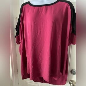 Pink and Black Hi-Low Blouse